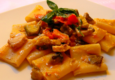 Paccheri con Pesce Spada, Melanzane e Menta